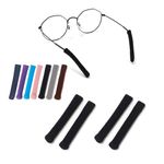 Upgrade Soft Knitting Cotton Fabric Eyeglasses Temple Tips Sleeve Retainer, Anti-Slip Elastic Comfort Glasses Retainers Cushions for Sunglasses Eyeglasses Reading Glasses Eyewear (2pairs Black)