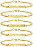 VNOX Engraved Friendship Bracelet for 5 Dainty Skinny Bar ID Bracelet for Best Friend,Bridesmaid Gift