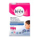 Veet, Hair Removal Kit, Gel/Cream, Sensitive Skin, Face, 2 x 50 ml