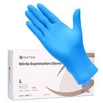 NATON Nitrile Vinyl Gloves L, Multi-Purpose Blue Disposable Gloves, Powder Free, Latex Free, Protein Free,Extra Strong - Pack of 100 (Large)