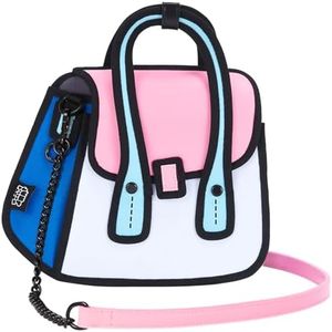JUMPFROMPAPER Original 2D Cartoon Crossbody Bag (Owl), Fun Novelty Cross Body Bags for Women, Carries Essentials for Daily and Travel (Neon Pink, Medium - Classic)