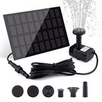 Solar Fountain Pump for Bird Bath, with Separate Solar Panel, 2 W Upgraded Solar Water Pump with 3 M Long Cable & 4 Nozzles for Bird Bath, Outdoor Pond, Patio Garden and Fish Tank (Black)