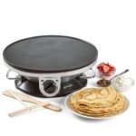 Morning Star 13 inch Electric Crepe Maker with Non-Stick Cooktop | Portable Crepes Griddle for Pancakes, Roti, Dosa, and Blinis | Adjustable Temperature Control