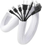 AGPTEK White Cable Tidy Sleeve 2 Pack 5ft - 1.2 inch Wire Cover Cord Organizer Cable Sheath for TV, Computer, Desk, Home, Theater, Car, White