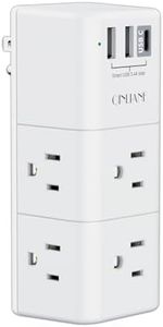 Surge Protector USB Outlet Extender - QINLIANF 3-Sided Multi Plug Outlet with 6 AC Spaced Outlet Splitter and 3 USB Ports with Rotating Plug,Power Strip Spaced Plug Expander for Home, Office, ETL
