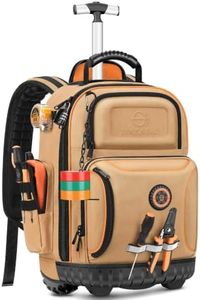 Rolling Tool Backpack with Wheels, 16" Heavy Duty Tool Bag with Molded Base