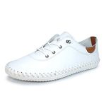 Lunar St Ives Leather Plimsoll 6 UK White