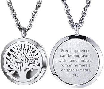 PROSTEEL Personalized Customize Diffuser Necklace, Tree of Life Jewelry, Aromatherapy Necklace, Stainless Steel Essential Oil Diffuser, Unisex Adult