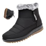 MAOAEAD Women's Winter Waterproof Non-Slip Fleece Snow Boots Warm Fur Lined Winter Ankle Boots Comfortable Outdoor Fleece Shoes (Black,38)