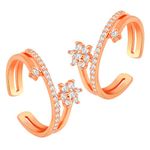 Peora Rose Gold Plated CZ Studded Adjustable Fancy Toe Ring Stylish Bichiya Daily Regular Jewellery for Women