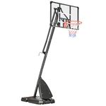 SPORTNOW Height Adjustable Basketball Hoop and Stand with Sturdy Backboard and Weighted Base, Portable on Wheels, 2.4-2.9m