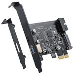 BEYIMEI PCI-E 1X to USB 3.2 Gen1 5Gbps 2 Ports(Type C+ Type A) Expansion Card,with 19PIN USB 3.0 Interface,15PIN SATA Power Connector, PCIE to USB Card Supports Windows 10/8/7/Ubuntu