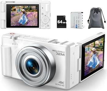 Appareil Photo Numérique 4K, Appareil Photo Compact 72MP 18X Digital Zoom, écran Rabattable 270° et autofocus Appareils Photo vlogging, avec Carte 64GB, Batterie pour Adolescents, Débutants, Adultes
