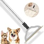 HIMODA Pet Hair Remover for Carpet, Adjustable Long Handle Carpet Rake for Dog & Cat Hair Removal, Reusable Fur Brush & Lint Remover, Large