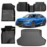 Car Floor Mats & Cargo Liner for Honda Civic 2022-2025(Not for Hatchback/Type R) Custom for Civic All Weather Floor Mat Set Waterproof Durable Floor Liners for Civic Accessories Black