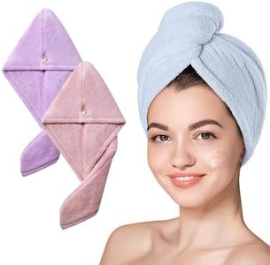 Yellow Weaves Microfiber Hair Towel Wrap Women Super Absorbent Head Towel Wrap Ladies Hair Turban Quick Drying Microfiber Towel Hair Salon Quality Hair Dry Cap (Multicolor,Pack Of 1)-500 Tc