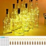 VOOKRY Wine Bottle Lights with Cork, 15 Pack 20 LED Fairy String Lights Battery Operated Mini Copper Wire Lights 6.5 Feet for DIY Party Christmas Wedding Center Table Decoration(Warm White)