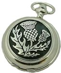 A E Williams 4825SK Thistle mens mechanical pocket watch with chain, Modern