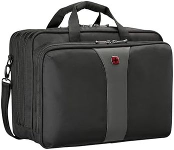 WENGER Sacoche à bandoulière pour ordinateur portable jusqu'à 17" - 27 l - Pour homme et femme - Pour le bureau, les voyages d'affaires - Couleur unie - Noir/gris - 612260, Noir , Nachhaltig, Durable