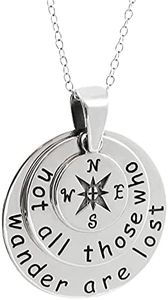 FashionJunkie4Life Compass Pendant Necklaces for Men and Women, Sterling Silver