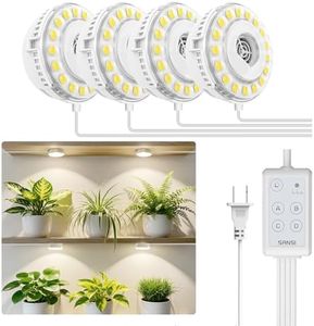 SANSI 20W(5W*4) Puck Grow Lights for Indoor Plants Full Spectrum, 4 Head Plant Lights for Indoor Growing, LED Plant Lamp for Growth with Timer, Auto On Off 4 8 12 Hrs Greenhouse,No Dimmable