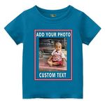 Bouncy Toonz Customized Kids Tshirt for Boys 2-3 & 3-4 Years Blue Round Neck Half Sleeve Cotton T-Shirts Photo Gift - (cus-photoprint-boy-Blue-2-4y)