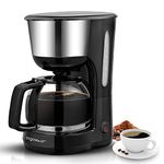 Aigostar Filter Coffee Machine Drip Coffee Maker, 40Mins Keep Warm, Anti-Drip Function, Fast Brewing Coffee Maker with Reusable Filter, Pour Over Technology, 1000W, 1.25L - Chocolate 30KYJ