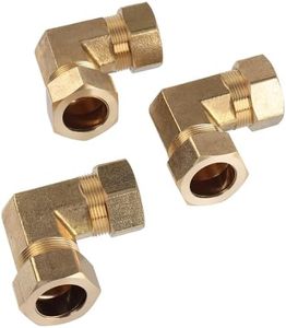 LTWFITTING 7/8-Inch OD 90 Degree Compression Union Elbow,Brass Compression Fitting(Pack of 3)