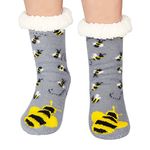 Jeasona Slipper Socks Women Non Slip Fluffy Socks Fleece Cute Warm Cosy Winter Bee Gifts for Women