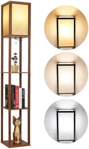 WAMBORY Floor Lamp with Shelves, Modern Standing Shelf Lamp, Display Floor lamp with 3 Color Temperature Bulb, Corner Display Bookshelf Lamp for Living Room Office Bedroom (Walnut Brown)