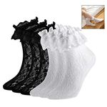 Gearmax 6 Pairs Vintage Ankle Socks Lace Ruffle Frilly Socks Cup Lace Socks