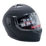 Motorcycle Casco Dual Visor Flip up Modular Full Face Helmet DOT (Black, Large)