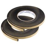 uxcell Sealing Foam Tape 10mm Wide 3mm Thick 5m/16.4ft Long, EVA Self Adhesive Weather Strip for Window Door Insulation, Pack of 2