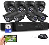 SANSCO 8 Channel 5MP CCTV DVR Camera System + 3TB Hard Drive,(8) 2MP Bullet Dome Cameras, IP66, Mobile Viewing, App Push Alert/Email, 24/7 Recording