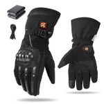 GUMOCH Heated Motorcycle Gloves for Men Women with 7.4V 3000mAh Rechargeable Batteries Touchscreen Waterproof Windproof Non-Slip Heated Gloves for Cycling (Jet Black, Large)