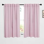 NICETOWN Girl's Room Blackout Curtains - Noise Reducing Rod Pocket/Back Tab Window Drape Panels (52 Inch Wide by 45 Inch Long, Baby Pink, 2 Pcs)