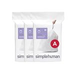 simplehuman Code A Custom Fit Drawstring Trash Bags, 4.5 Liter / 1.2 Gallon, 90 Pack, White, 90 Count