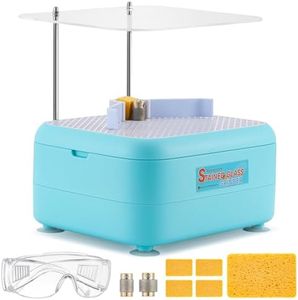 Mxmoonant Upgraded Stained Glass Grinder Large Workbench with 3/4’’ & 1’’ Diamond Grinder Bits & Baffle, 4200r Mini DIY Grinding Tool Kit for Shaping Ceramic Glass 110V (Blue)