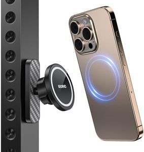 iGoevo Dual-Sided Magnetic Gym Phone Holder – MagSafe Compatible. Suitable for All MagSafe-Enabled Smartphones. 360° Rotatable Magnetic Mount. Metal Surface Attachment. Black