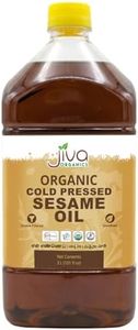 Organic Sesame Oil 3 Liter (101oz) Large Bottle - Cold Pressed, Non-GMO, For & Skin & Cooking, Premium Quality, Value Pack, Not Toasted by Jiva Organics