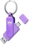 MOSDART 128GB USB C Dual Flash Drive Speed Up to 150MB/s with Keychain - 2 in 1 OTG USB 3.1 Type-C Thumb Drive Memory Stick for USB-C Android Phones, iPhone15/16, MacBook, iPad, Computers...Purple