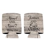 VictoryStore Can and Beverage Coolers: Neoprene Customizable Rustic Forever And Ever Amen Wedding Can Coolers - Religious Wedding Can Cooler (150)