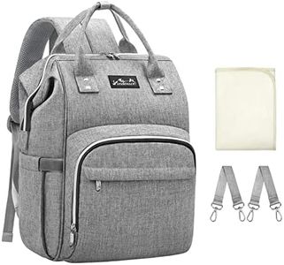 Viedouce Sacs à Dos à Langer Pour Bébé Sac de Voyage, Sac à Couches Imperméable Oxford Sacs, Grand Capacité Sac à Dos avec 1 Matelas à Langer et 2 Sangles de Poussette (Gris)
