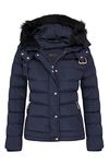 shelikes Womens Hooded Winter Jacket Quilted Padded Warm Coat Parka Jacket With Faux Fur Hood & Zip Pocket