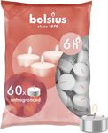 Bolsius Tealight Candles - White - Pack of 60 - Long Burning Time of 6 Hours - Household Candle - Interior Decoration - Unscented - No Drip - Smokeless - Includes Natural Vegan Wax - No Palm Oil