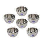 Sharda Metals Mathar Hamerred Stainless Steel Bowls Side Curry Dal Katori Wati, Elevate Your Culinary Experience - Set of 6