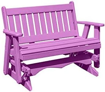 Amish Craftsmanship Made in USA 3-Person 5FT Plastic Poly Lumber Wood Glider Premium Colors HDPE with No wood fibers Memorial Patio Porch Glider Mission Series English design 1000 lbs Limit