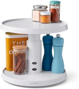 YouCopia 50066 2-Tier Height Adjustable Crazy Susan Kitchen Cabinet Turntable and Spice Organizer, White