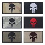 Pilikoll 6 Pcs Skull Patch Tactical with Hook & Loop Tactical Patch Bundle Embroidered Military Patches Embroidered Tactical Morale Badge Armband Emblem Applique for Bag, Jacket, Jeans, Hat