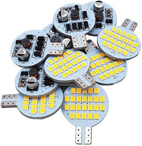 AILEMING Super Bright T10 192 194 Circle 24-2835 Lampadine LED SMD per AC / DC 12-24V Illuminazione a cupola a soffitto Camper Illuminazione per camper Bianco caldo Confezione da 10